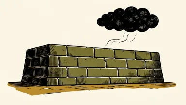 Egypt's external buffers are shown as a sturdy stone wall, with a small cloud and wavy line representing higher energy import prices.