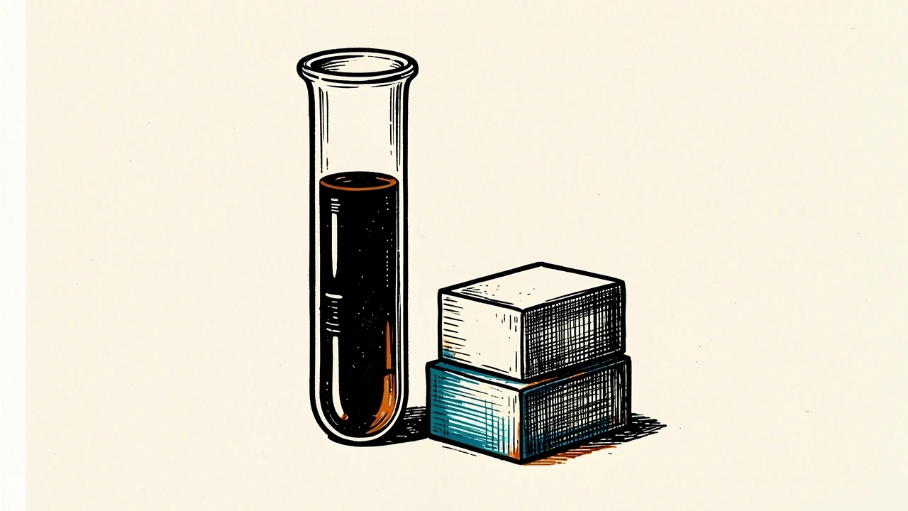 Labcorp acquires BioReference Health assets; a large test tube beside stacked blocks suggests a medical testing acquisition.