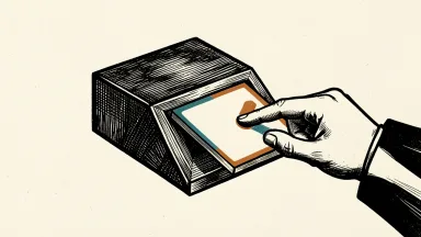 Microsoft introduces the Microsoft-decision-1 AI model: a hand adjusts a slider on a glowing geometric tile next to a large central node.