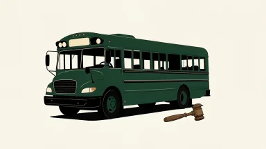 GreenPower Motor electric bus silhouette with a gavel beside it, signaling a trading halt.