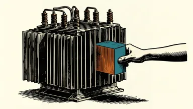Duke Energy board appointment: an anonymous hand places a structural component into a large electrical transformer.