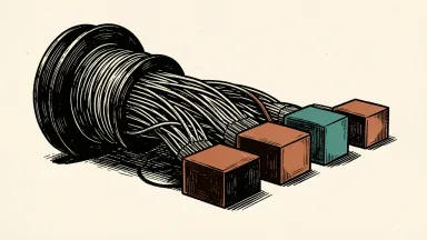 AT&T fiber venture proceeds allocated to capital priorities: a bundle of fiber optic cables feeding into a row of solid blocks.