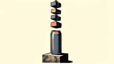 Constellation Brands deal for SpikedAde: a beverage can on a pedestal beneath five heavy stone blocks suspended by a rope.