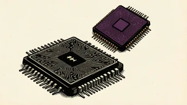 Micron and CXMT memory chip demand: a memory chip module in the foreground with a second chip rising sharply behind it.