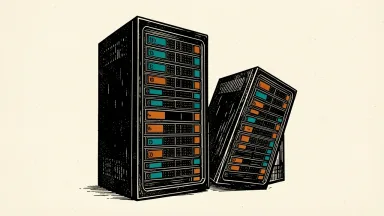 Hyperscale Data's askROI subsidiary is represented by a large server tower beside a smaller, elevated one, suggesting a future public listing.