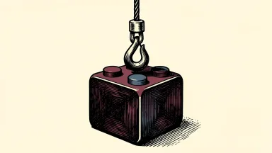 Mattel under takeover pressure: a large toy building block being engaged by a heavy metal hook.
