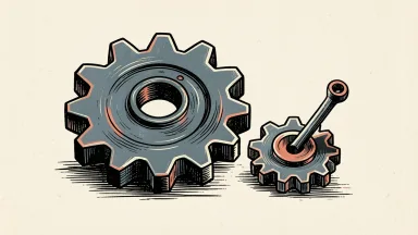 Corebridge Financial's new index annuity strategy is shown as a large gear with five teeth and a smaller trigger gear beside it.