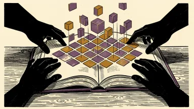 Pearson and Namibox partner on AI education: a physical textbook with digital geometric tiles rising from its pages as two hands support the cover.