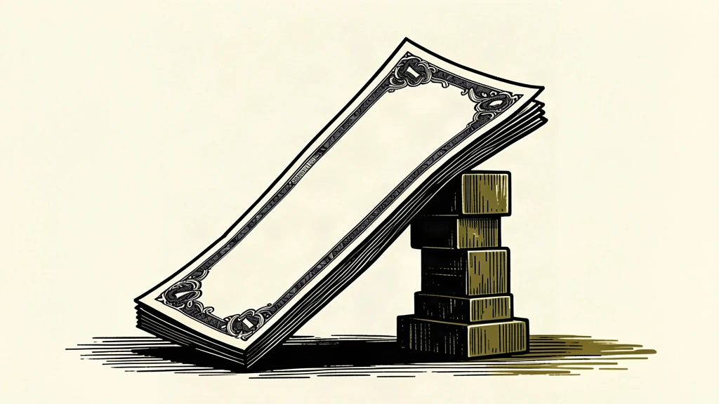 An editorial illustration showing a large bond document being pushed upward by a rising stack of blocks, representing the climb in Japanese government bond yields.