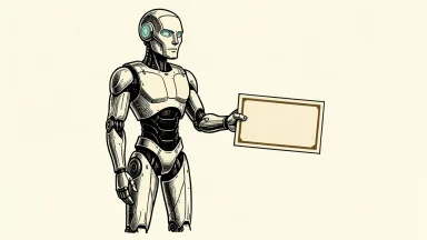 Faraday Future's robotics unit acquisition and the launch of the FF Nova humanoid robot: a bipedal robot stands beside a large stock certificate.