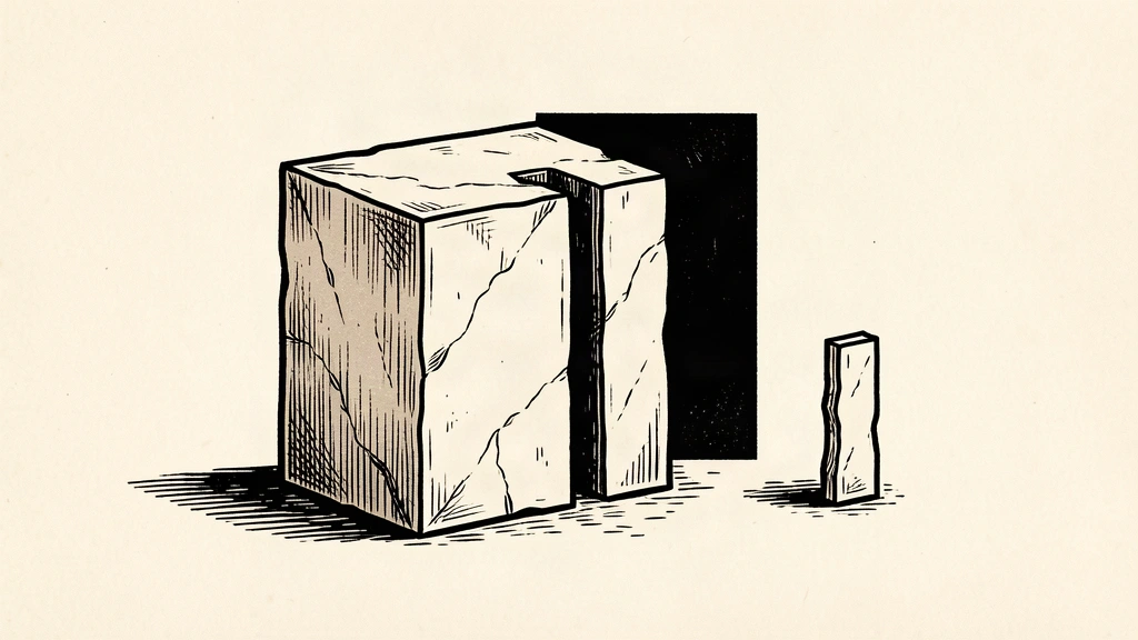 A massive stone monolith with a tiny vertical sliver removed to represent a small budget deficit.