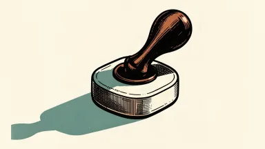 AbbVie's Parkinson's treatment Juvmo under FDA review: a large pill being stamped by a heavy official seal.