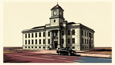 A central bank building with a parked car in front, symbolizing a potential pause in rate hikes.