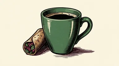 Starbucks not acquiring Chipotle: a coffee cup and a burrito stand apart on a surface.