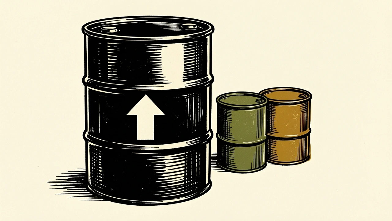 Amplitude Energy's record quarterly output shown as an oil barrel with an upward arrow, supported by smaller barrels.