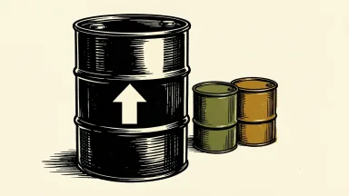 Amplitude Energy's record quarterly output shown as an oil barrel with an upward arrow, supported by smaller barrels.