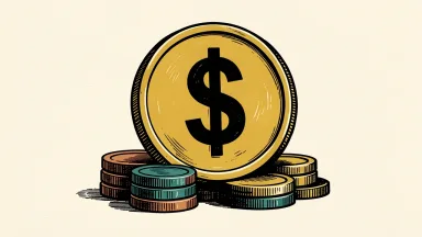 Goldman Sachs share buyback depicted as a large golden coin with a dollar sign, supported by a reduced stack of smaller coins.