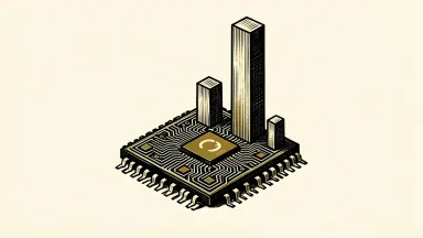 Marvell Technology semiconductor chip with rising structural pillars representing long-term revenue growth forecasts.