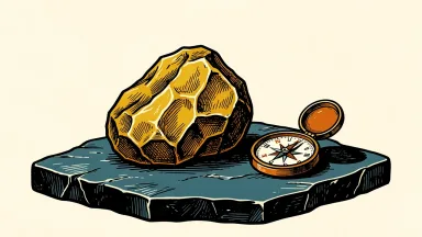 Aris Mining is on track for lower end of 2026 production guidance, depicted by a gold nugget and a compass.