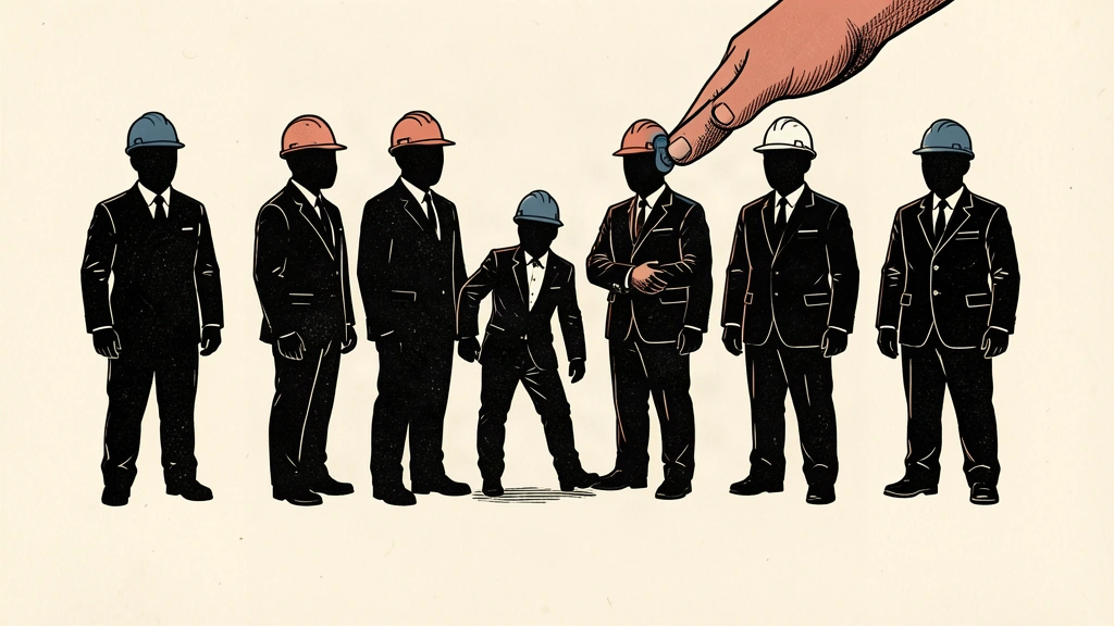 An editorial illustration showing a line of worker silhouettes with one new figure being added to the group, representing a modest increase in employment.