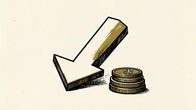 CRWV target price cut: a downward arrow beside a lowered stack of coins.