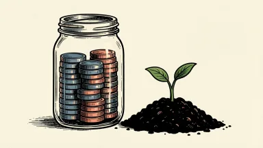 Aduro Clean Technologies cash rise depicted as a jar of coins beside a plant sprout.