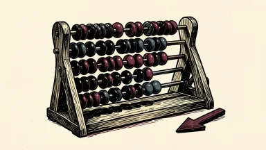 KKR & Co. price target cut is shown by a wooden abacus with a downward arrow.