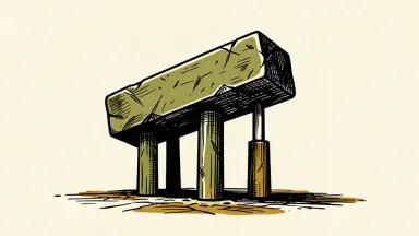 A conceptual illustration of a heavy stone block being supported by a single tall pillar among several shorter ones.