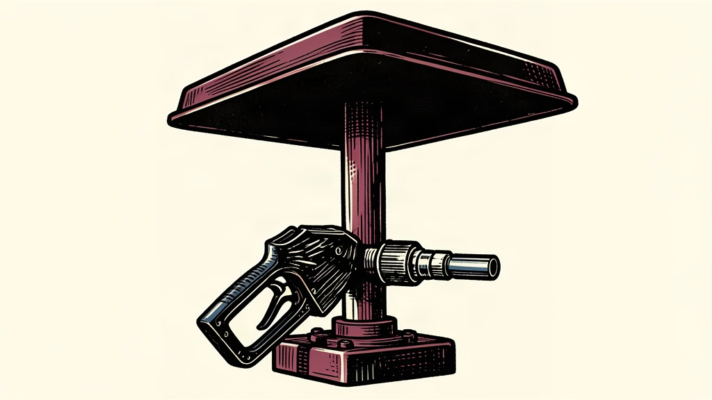 An editorial illustration showing a fuel nozzle that cannot be capped because a solid pillar holds the lid open, representing the rejection of a price cap.
