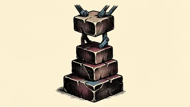 BlackRock European CLO XV: three stone blocks in a vertical stack are lifted by levers to represent a credit rating upgrade.