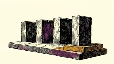National Bank Investments launches four new funds: four solid stone blocks emerge in a row from a flat base.
