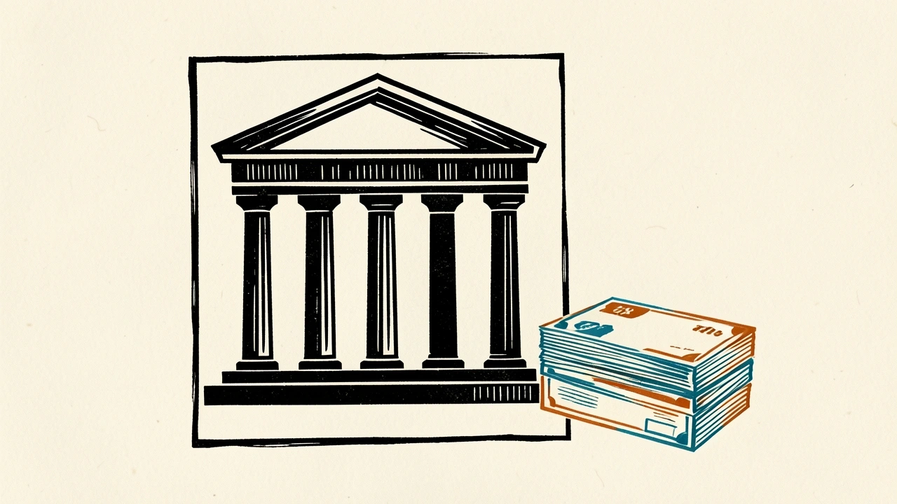 U.S. Bancorp redeems three senior note series, shown as a bank building with a stack of note cards.