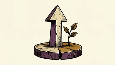 Citigroup turnaround potential shown as a stone arrow rising with a sapling growing from its base.