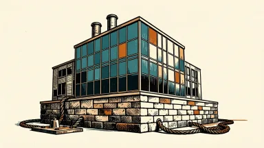 Alexandria Real Estate Equities secures a $5 billion credit line: a modern life-science building anchored to a solid stone foundation by a heavy cable.