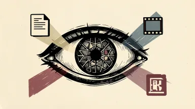 Nvidia's Nemotron 3.5 Super VL multimodal AI model: a mechanical eye projecting icons for text, images, and video.