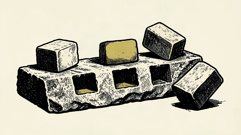 A linocut illustration of stone blocks being swapped out of a heavy slab, representing the potential reshuffling of an index.