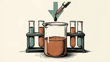Neogen shares under pressure despite earnings beat: a laboratory beaker and test tubes positioned against a large downward-pointing arrow.