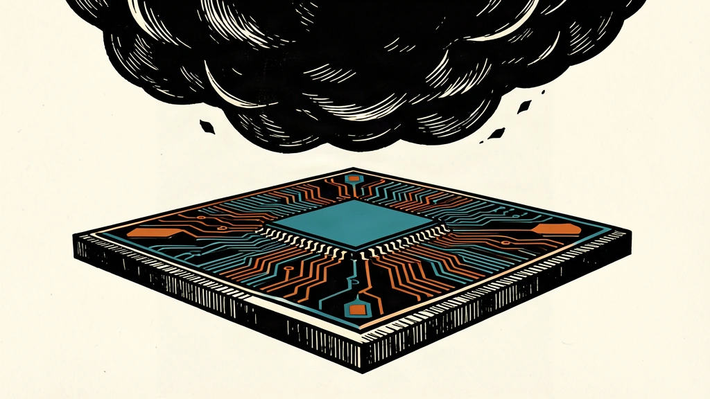 An editorial illustration showing a large semiconductor chip supporting a heavy weight, symbolizing market resilience against geopolitical risk.
