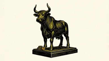 LPL Financial Holdings price target raised; bronze bull statue with gold coins at its base.