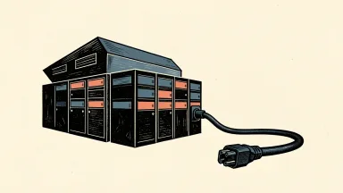 Microsoft pulls out of a data-center deal; a building is shown with a power cable unplugged.