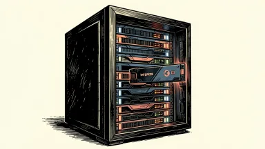 Nebius acquires Inferize to optimize GPU efficiency: a sleek technology module is integrated into a large server rack, activating its components.