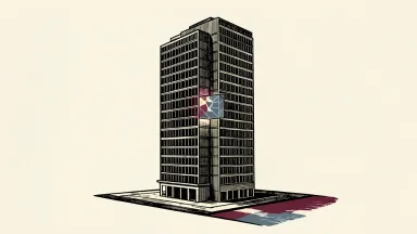 Newmark appoints Mike Whitaker as group CIO: a glowing geometric tile is slotted into a large architectural model of an office skyscraper.