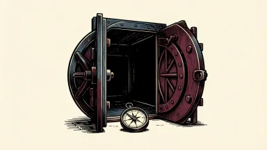 Citigroup's 2026 guidance is represented by a bank vault door with a compass inside, indicating dependence on uncertain conditions.