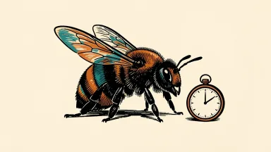 Bumble Inc. shares halted: a bumblebee paused next to a clock icon on a plain surface.