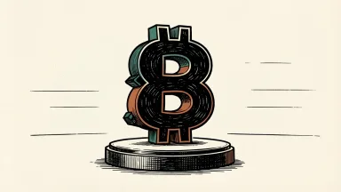 DeFi Development Corp. presenting at a growth summit: a large blockchain link stands on a podium under a spotlight.