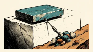 S&P 500 and Nasdaq at record highs while small caps slump: a large stone slab sits on a high plateau while smaller stones slide down a slope.
