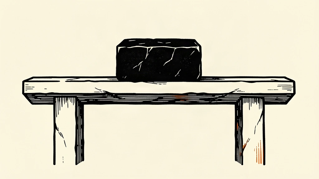A heavy black stone block sits motionless on a perfectly balanced horizontal beam, representing the unchanged interest rate.
