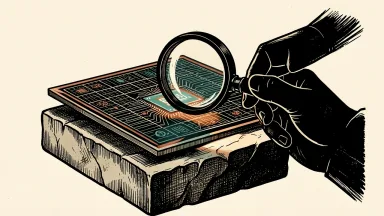 Qnity Electronics semiconductor wafer under a magnifying glass, highlighting its undervalued potential.