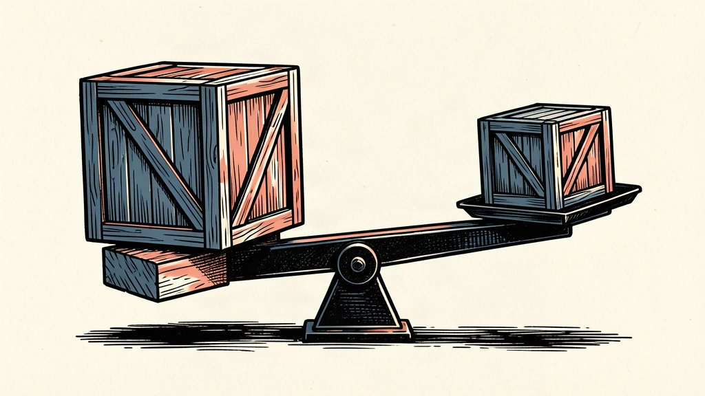 An editorial illustration showing a balance scale where the heavier side is being propped up by a block, reducing its downward tilt to represent a narrowing surplus.