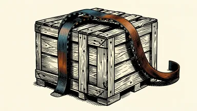 Gates Industrial acquisition of Timken's belts business: a heavy industrial drive belt draped over a large wooden shipping crate.